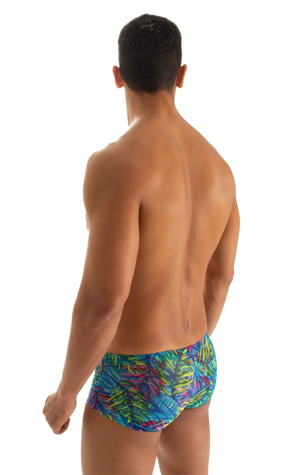M61 - Mens Low Square Cut Swim Trunks - Tan Through - Image 18