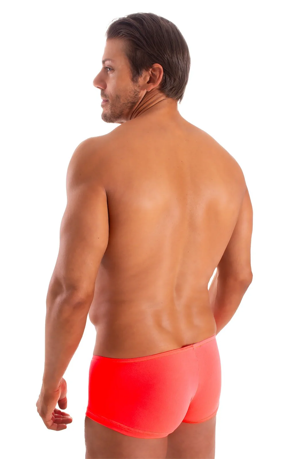 M35 - Mens Micro Low Square Cut Swim Trunks - Solid Sheer Semi Sheer - Image 15