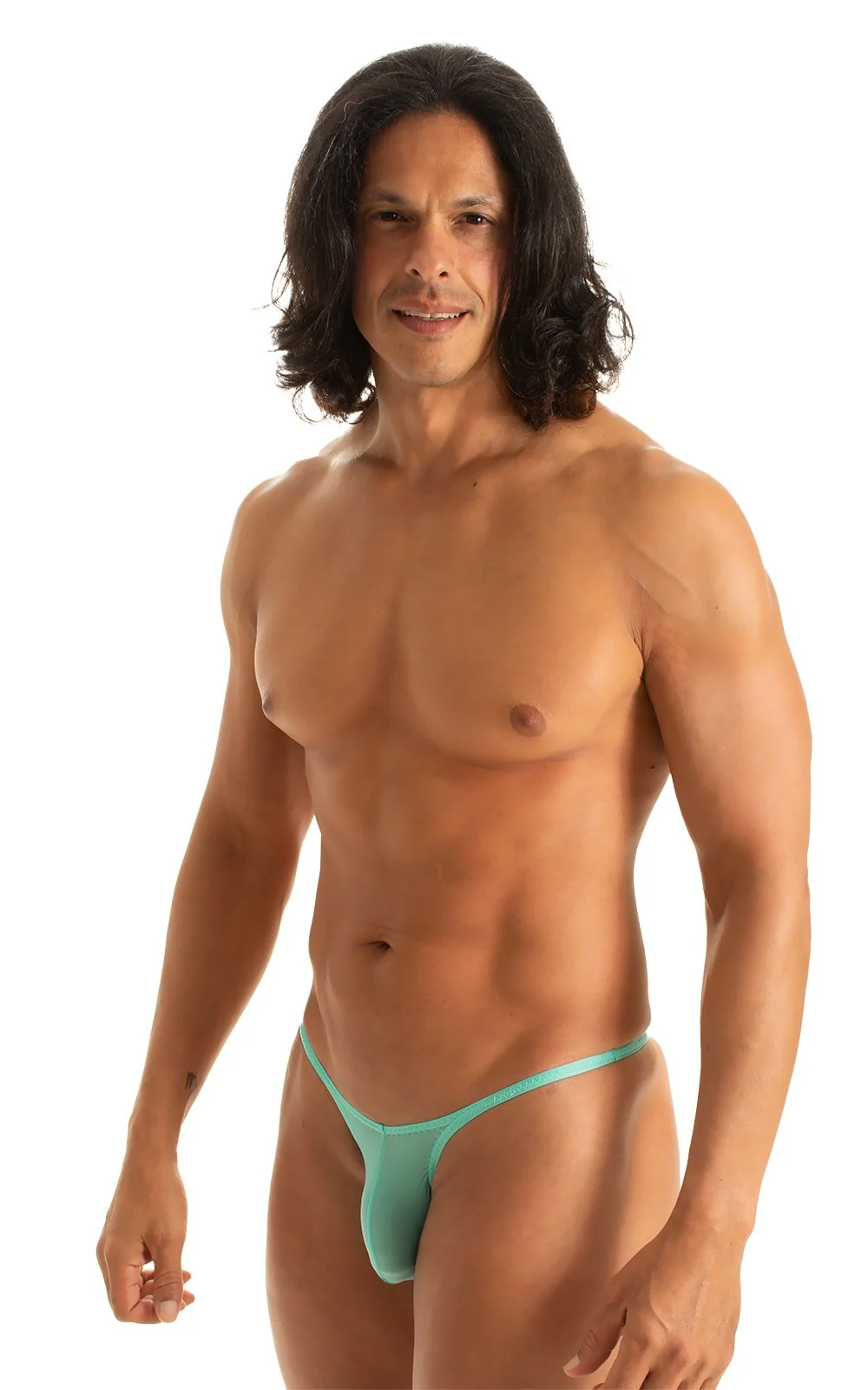 M57 - Mens Skinny Side Skimpy Back Bikini - Solid Sheer Semi Sheer - Image 25