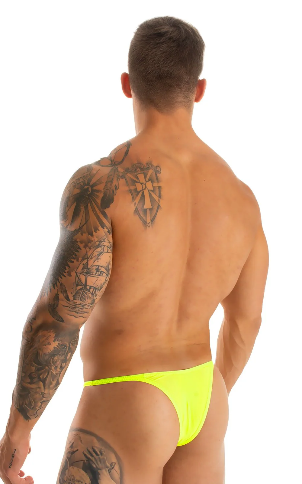 M57 - Mens Skinny Side Skimpy Back Bikini - Solid Sheer Semi Sheer - Image 58