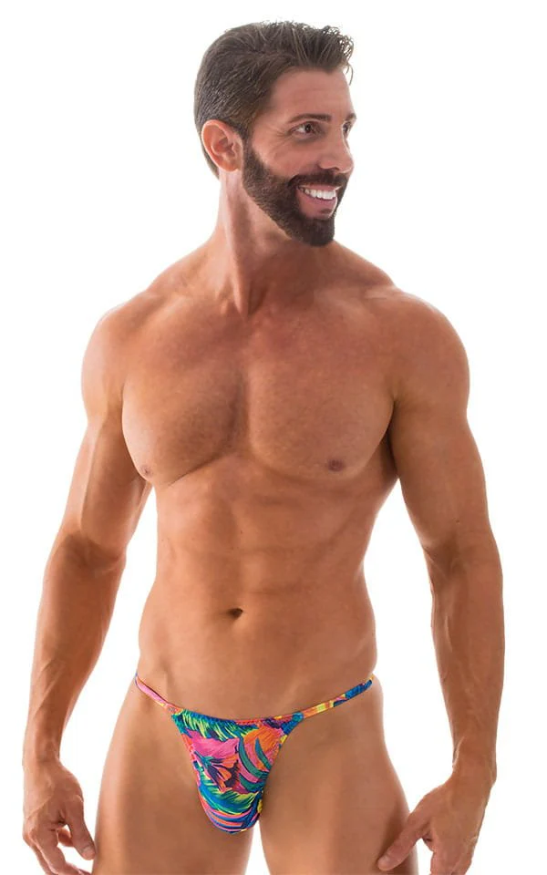 M25 - Mens Skinny Side Smooth Pouch Swim Thong - Tan Through