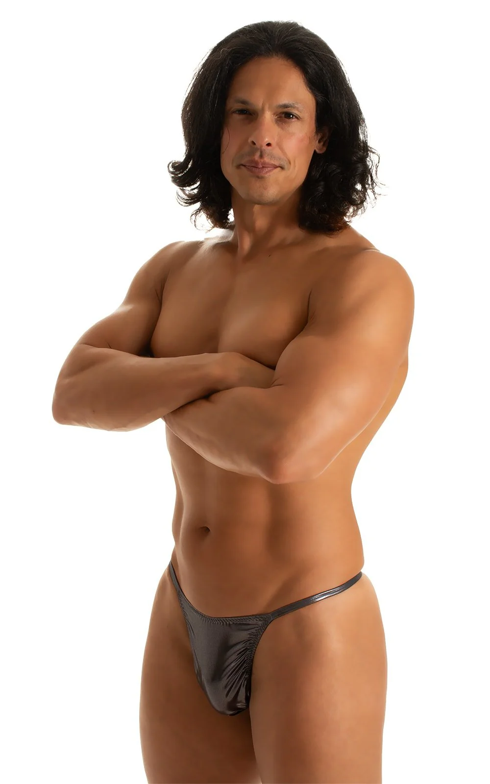 M25 - Mens Skinny Side Smooth Pouch Swim Thong - Wet Look - Image 7