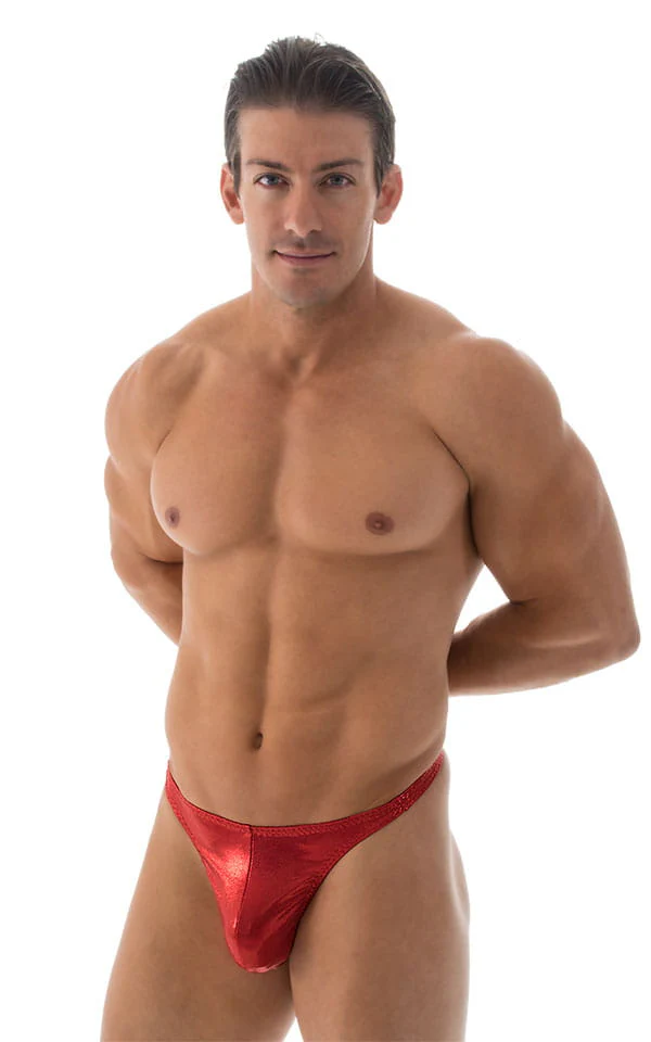 M45 - Mens Swimsuit Thong with Pouch Enhancement - Metallics - Image 11