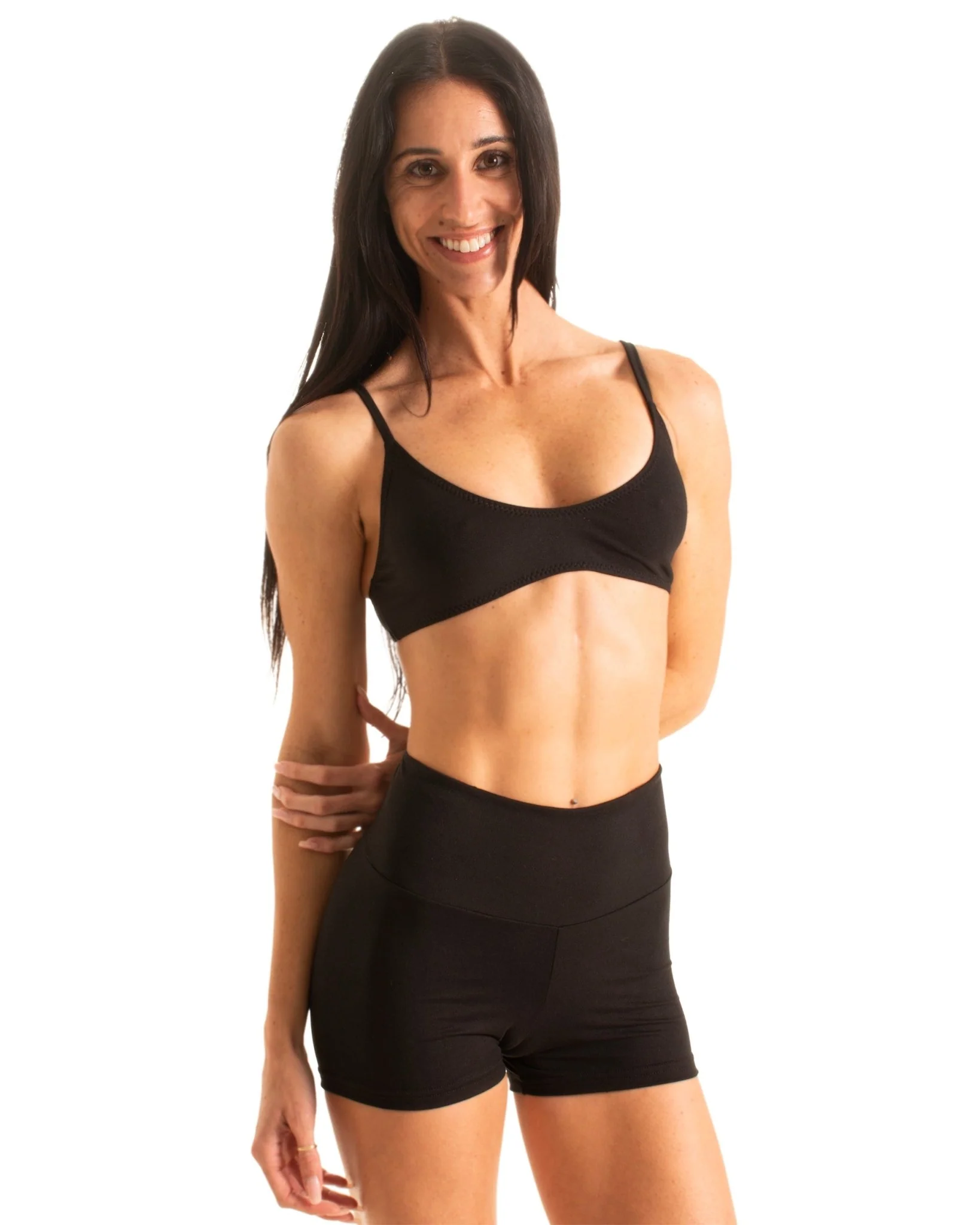 A42 - Womens High-Waisted Scrunch-Back Gym Shorts - Solids - Image 6